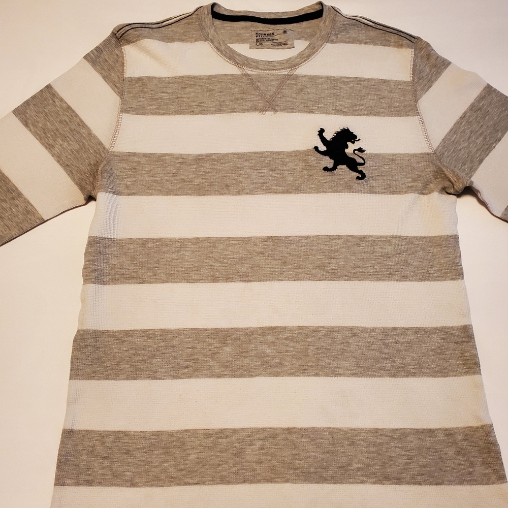 Express Mens Long Sleeve Waffle Shirt Size L